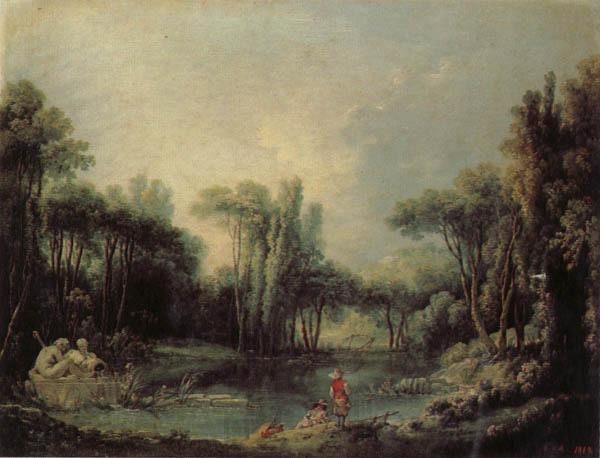 Francois Boucher Landscape with a Pond Spain oil painting art